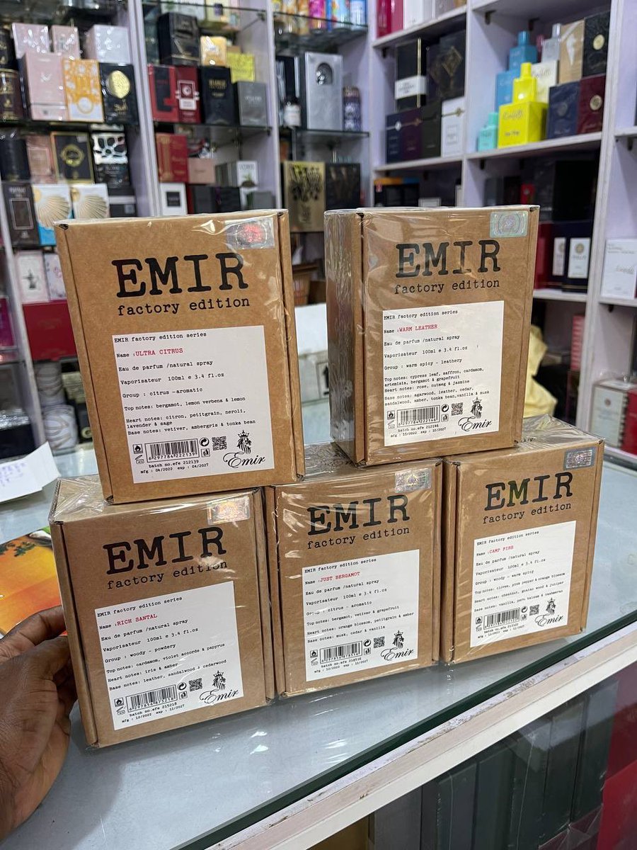 EMIR FACTORY EDITION 100ML EDP🔥🔥 You want to smell like a bag of money? Order one of these Fragrances: - Rich santal - Camp fire - Just bergamot - Ultra citrus - Warm leather N29,000 each