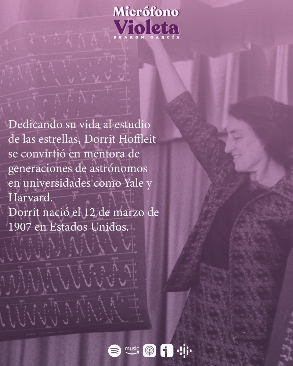 Microfonoviolet's tweet photo. 🟣#DorritHoffleit se convirtió en directora del observatorio #MariaMitchell, que honra a la primera mujer astrónoma de Estados Unidos. Cumplió los 100 años en 2007 y murió un mes más tarde por complicaciones derivadas de cáncer.
#MicrófonoVioleta #MasMujeres https://t.co/2onXnFDK7U
