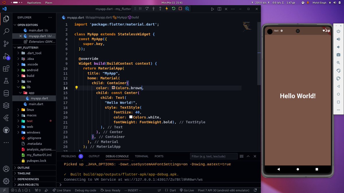 Learning Flutter…. My First Hello World App In Flutter.. If Anyone Have ...