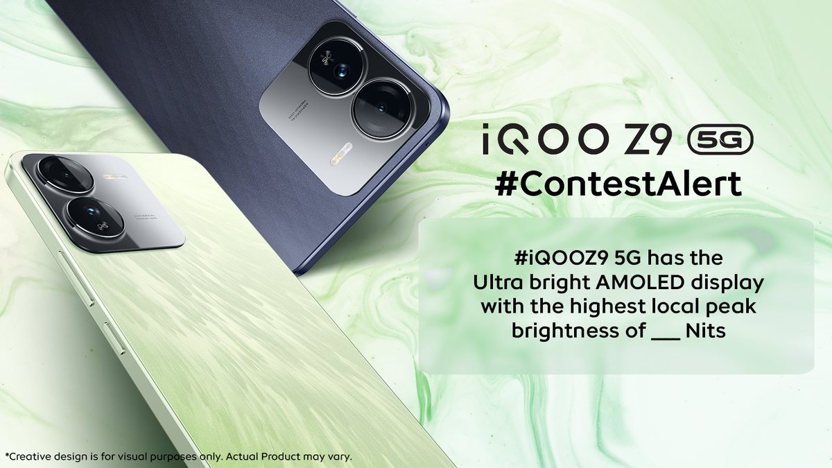 #ContestAlert 📣 Can you guess the local peak brightness of the AMOLED display on the #iQOOZ9 5G? Comment & Win* the all-new #iQOOZ9 5G. *T&C Apply - bit.ly/3wItkEi Know More - bit.ly/3T3eW0T Watch Now- bit.ly/3Tv1AMi #AmazonSpecials #iQOO