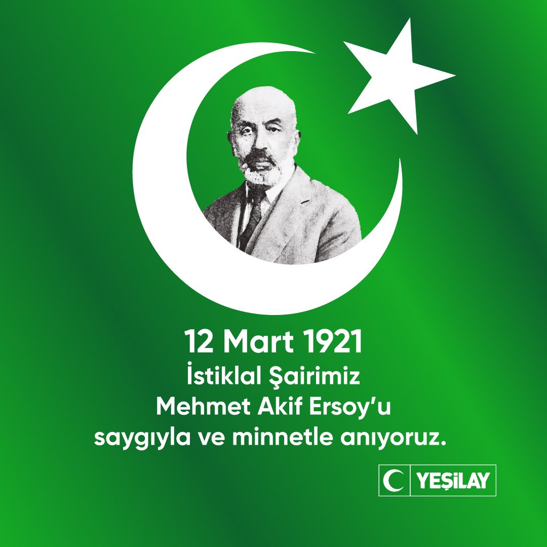 Milli Mücadelenin büyük eseri İstiklal Marşı’mızın kabulünün yıl dönümünde bu eşsiz eseri Türk Milletine armağan eden Vatan Şairi Mehmet Akif Ersoy’u rahmet ve şükranla anıyorum🇹🇷 #İstiklalMarşı #MehmetAkifErsoy
