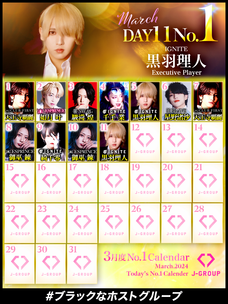 jgroup_host's tweet photo. 3/11(月)No.1は

IGNITE @IGNITE_JGROUP
👑黒羽 理人 Executive Player👑
✨@rihito_IGNITE✨

リヒトExp、今月2度目のNo.1🔥🎉

#推し #中洲ホスト #イケメン https://t.co/OSycGANQ9a
