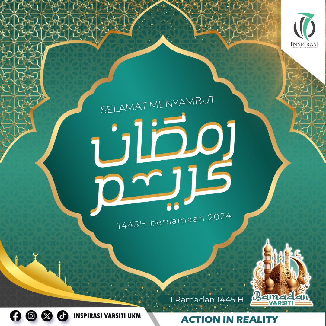 InspirasiV's tweet photo. ⚜️ [SELAMAT MENYAMBUT BULAN RAMADAN 1445H] ⚜️

Assalamualaikum wbt.

Inspirasi Varsiti UKM mengucapkan Selamat Menyambut Bulan Ramadan kepada mahasiswa/i Universiti Kebangsaan Malaysia.

#RamadanVarsiti #RamadanMubarak
#InspirasiVarsitiUKM #inspipro
#UniversitiWatan #UKM https://t.co/sJGnPeemBz