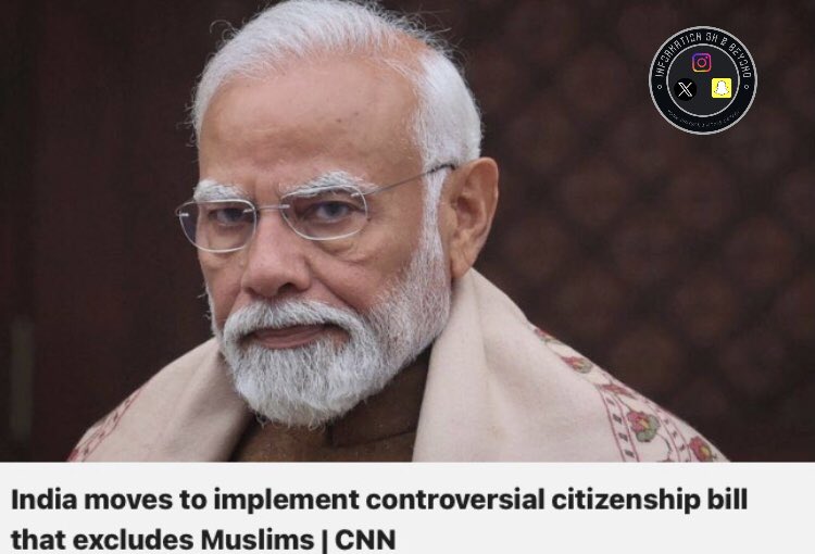 KFrymps's tweet photo. India #india has announced rules that would allow it to implement a controversial citizenship bill that excludes Muslims. #MuslimCommunity https://t.co/g5E7uLSNO4