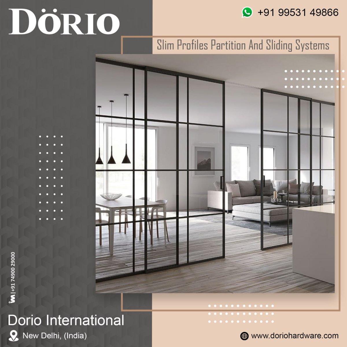 ibais_hardware's tweet photo. DORIO INTERNATIONAL (NEW DELHI)
For enquiry via WhatsApp click:
https://t.co/L5Oz1VSbf8
Mr. Itek Mehta - 99531 49866
#slimpartition #slimpartitionsystem #slimpartitionprofiles #aluminiumprofile #aluminiumproducts #handleproduct #hardwarematerials
.
@ibais_hardware https://t.co/WVVYWVPZSW