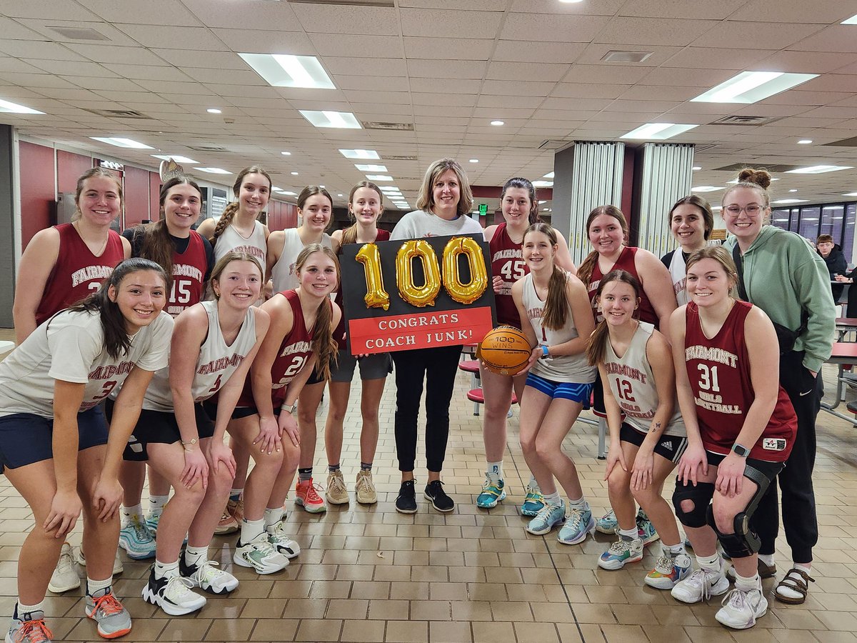 FairmontGBB's tweet photo. The Fairmont Girls Basketball program exceeded 100 wins this season under the direction of Coach Sara Junkermeier,  who was also named Section 3AA Coach of the Year. We are so proud of the girls who give the program their best and help make that success possible! ❤️🏀 https://t.co/do8mnLh1AS
