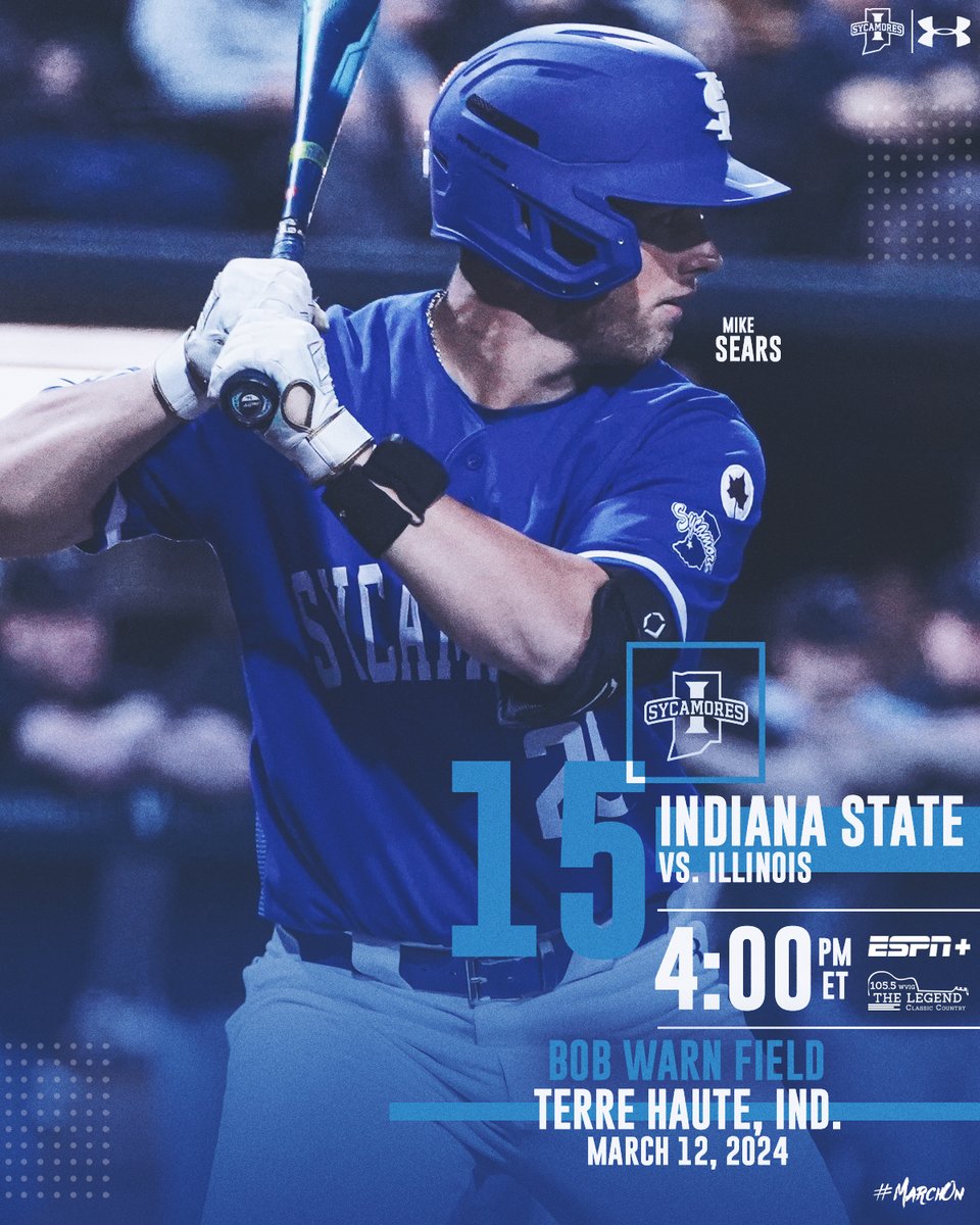 IndStBaseball's tweet photo. #GameDay

Free general admission to all fans!

🆚 Illinois
📍: Terre Haute, Ind.
🕟: 4 p.m. ET
🏟️: Bob Warn Field
📊: https://t.co/SFWU4KufMR
📺: https://t.co/JlA3jj9pmd
📻: https://t.co/FxmpMlr8Yi

#MarchOn https://t.co/Rbyj9mpsZf