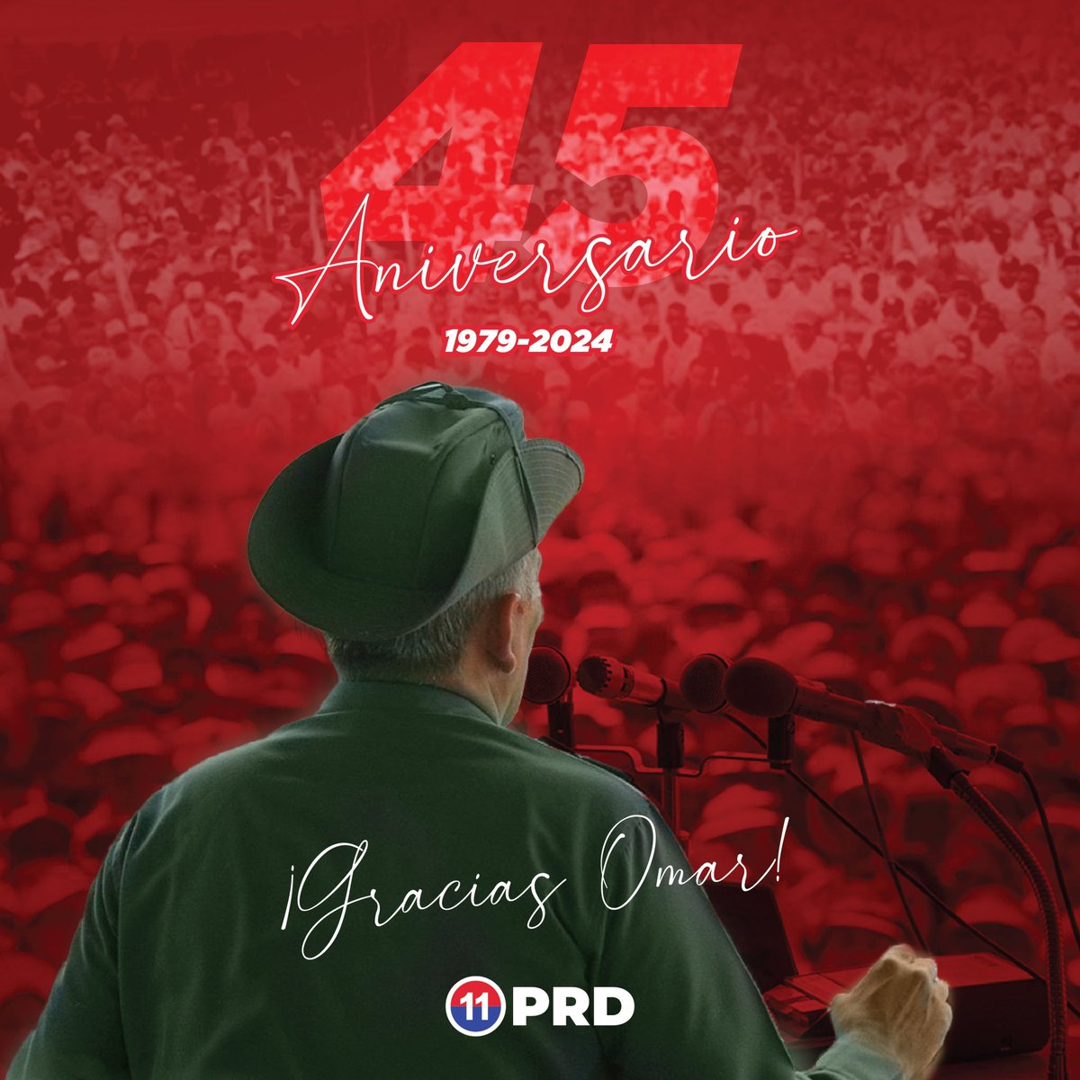 Hoy celebramos con orgullo nuestros 45 años. Gracias, Omar Torrijos, por crear el partido más grande de Panamá. Tu sabiduría y dedicación han sido fundamentales para nuestro camino.