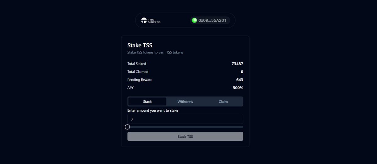taoshard's tweet photo. TaoShard rewards rolling in plan trusters will be rewarded. The staking reward is partly funded by our marketing wallet. 

More funding will be sent soon.

Staking TAOSHARD will enable stakers for other benefits on TAO ecosystem. The snapshot for Miners UID and TAO Rewards is now https://t.co/DvJVHJbR2Z