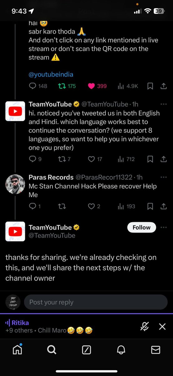 haqsestan69's tweet photo. This is automated msg from the global team this wouldn’t work for us . Get ready for  mass tagging . @YouTubeIndia https://t.co/rrHQr6JCLd