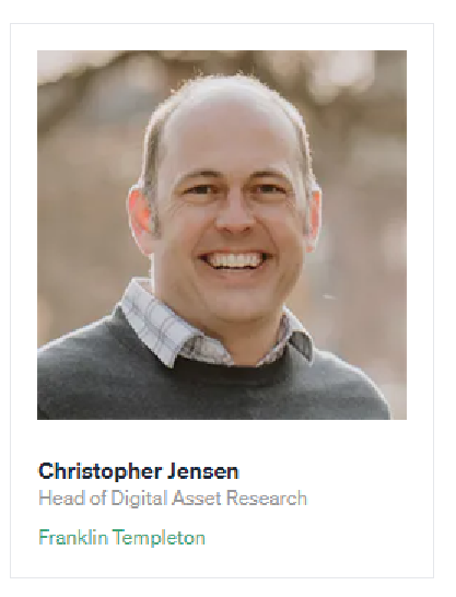 Player1Taco's tweet image. We are super excited for the upcoming @blockworksDAS in #london. We hope to interview #ChristopherJensen from @FTI_DA!

What chain do you think is his favorite?
Wrong answers only.
#JrIntern to the #SrIntern of @blockworksDAS 
7 days and counting!