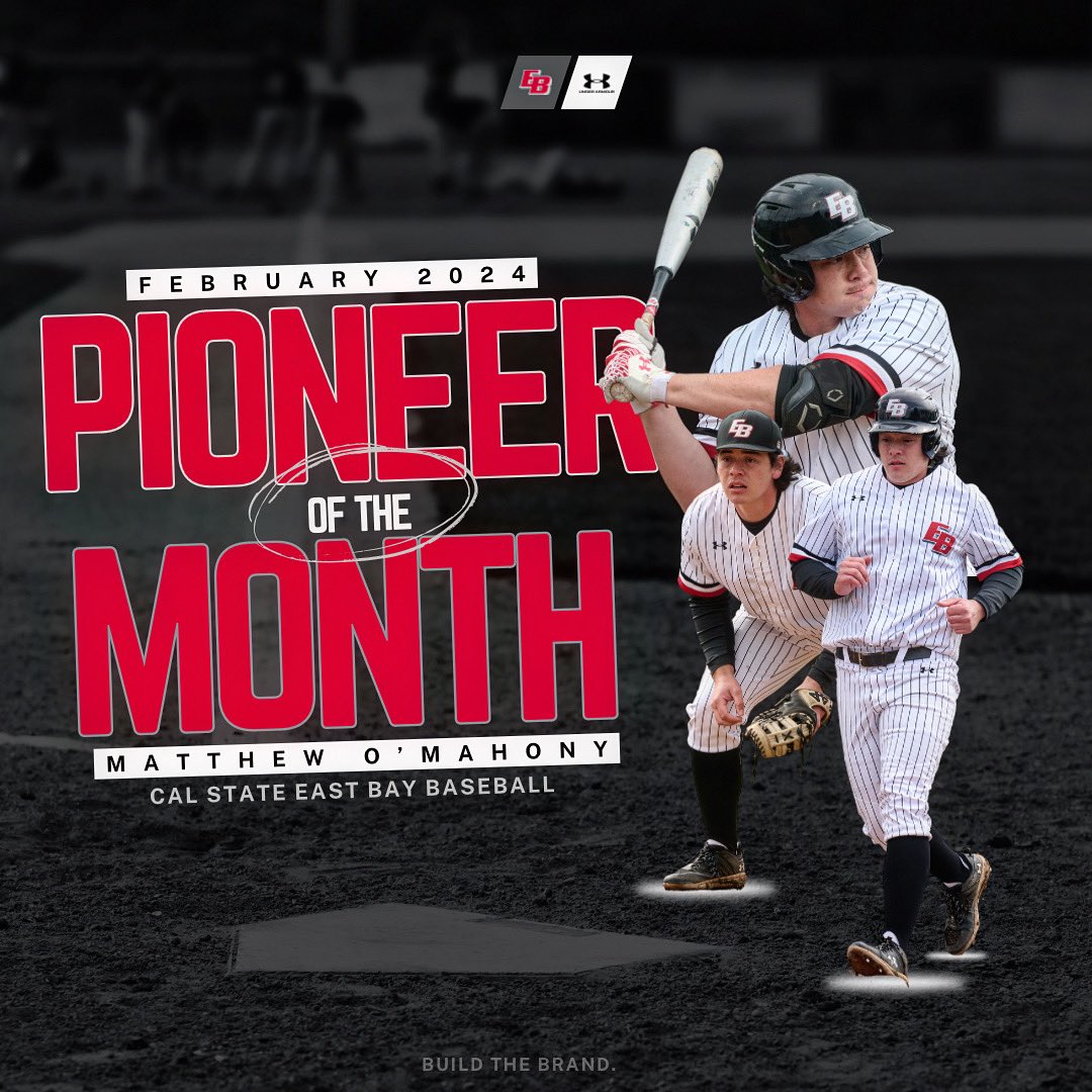 Congratulations to Matthew O’Mahony for being named our February Pioneer of the Month. ☑️ (1+) Hit in every game in February ☑️ .522 AVG ☑️ 5 💣 ☑️ 15 RBIs 💪🏽 #BuildTheBrand