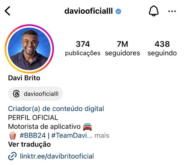 centralreality's tweet photo. 🚨O MAIOR! Davi atingiu a marca de 7 MILHÕES de seguidores no Instagram. #BBB24 https://t.co/582HtPCdsC