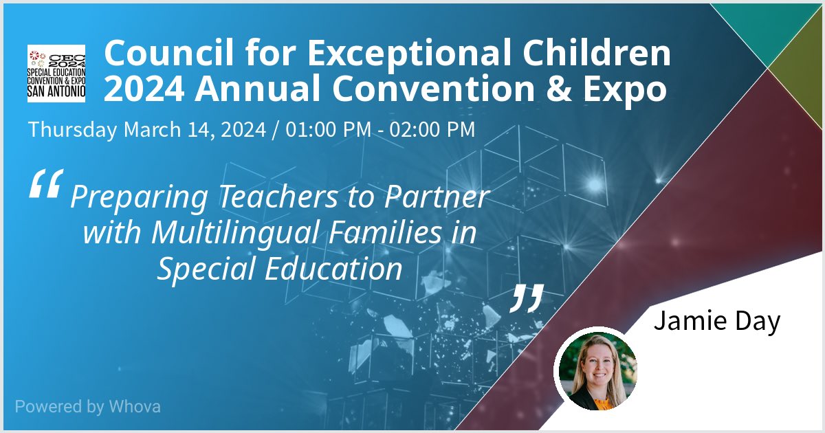 Presenting at Council for Exceptional Children 2024 Annual Convention on Preparing Teachers to Partner with Multilingual Families in Special Education. Hope to see you there! #CEC2024