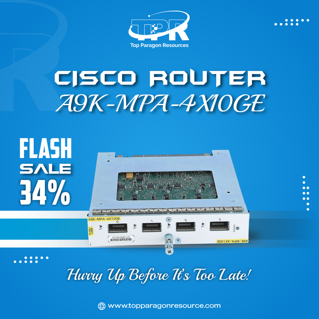 Top_paragon's tweet photo. 🚀 Upgrade with Cisco! Get 34% OFF on A9K-MPA-4X10GE for ASR 9000 Series. A 4-port, 10GE adapter offering multi-LAN support &amp; L2/L3 scalability. Elevate your network to match the digital era. 🌐 Don't wait, upgrade now! 📞 +60 13-540 4091 ✉️ info@topparagonresource.com  #ASR9000 https://t.co/Z0mftNsj5W