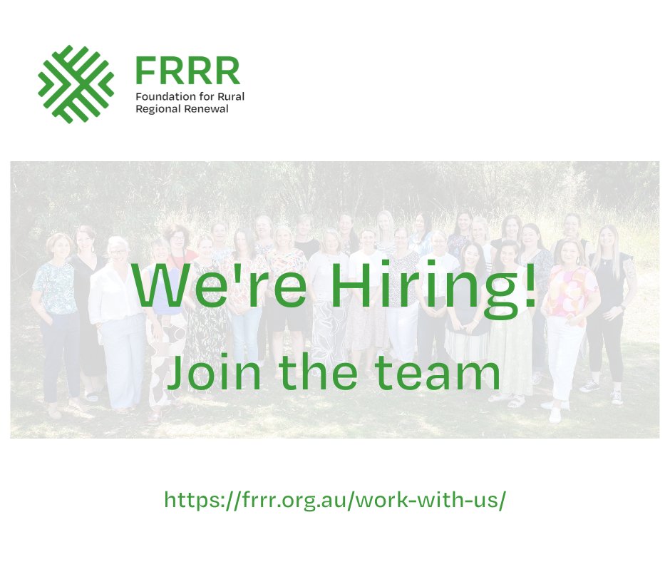 FRRR IS HIRING. We're looking for an Insights and Impact Measurement Manager & a Management Accountant. Check out the PD and get in touch if you'd like to know more. Visit: frrr.org.au/work-with-us #Philanthropy #RuralAus #TreeChange