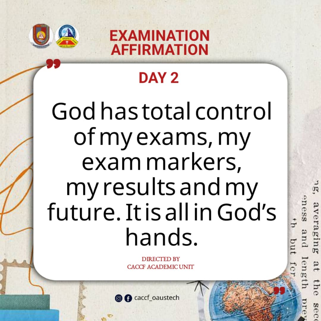 Day 02
It's in God's hands..... He will give us an expected end ... We write A's
 
#CACCFwritesAs
#Examprayers