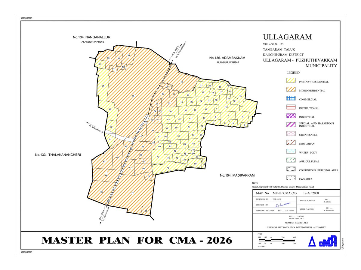 A 59-acre lake is missing in #Chennai- Ullagaram lake. Survey no. 90 of the lake is a mixed residential area says @CMDA_Official land use map (pic 2) against 1930s survey map (pic 1) that calls it a waterbody. Experts say, this has exacerbated flooding in Madipakkam & Velachery+