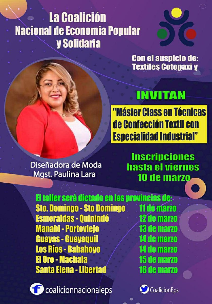 CoalicionEps's tweet photo. Realizamos está actividad para el beneficio de nuestros agremiados, estaremos presentes en las provincias de #Esmeraldas #SantoDomingo #Manabi #Guayas #LosRios #ElOro invitados los que deseen participar. #SomosEps #Organizacion #productividad https://t.co/awUXZcjfym