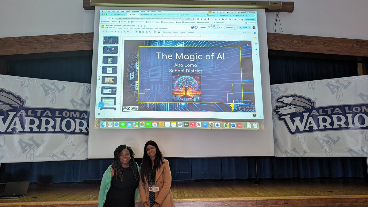 SBCSS_EdTech's tweet photo. Professional Learning day @AltaLomaSchools ! Thank you @cpierceinedu for the invitation to share with your educators the #MagicofAI ❤️ https://t.co/uEefh4PZjl