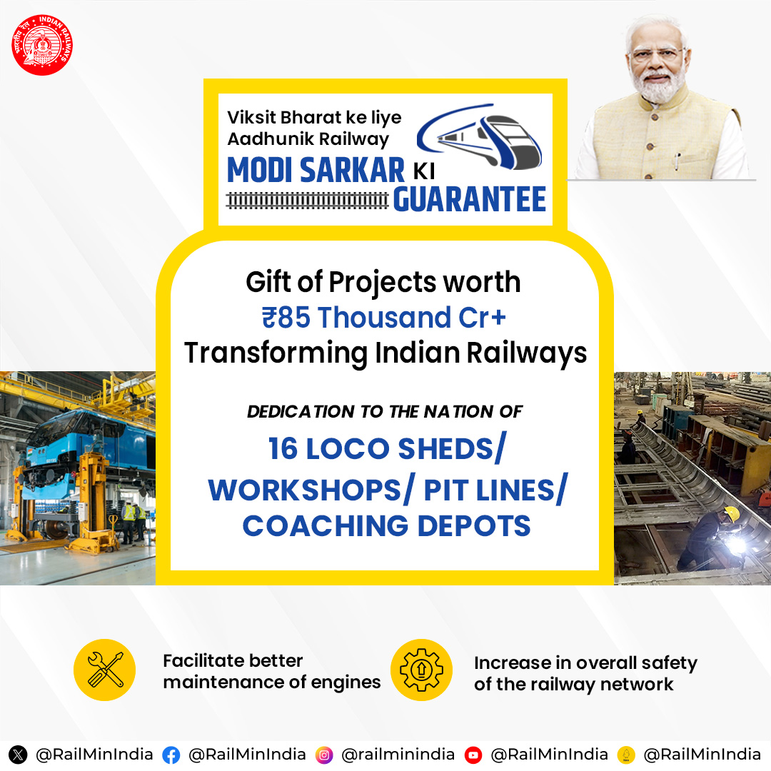 SrDCM_Guntur (@srdcmg) on Twitter photo Heartfelt gratitude to Prime Minister <a href="/narendramodi/">Narendra Modi</a> @railminindia for breaking ground on 19 railway projects including workshops, loco sheds, pit lines, coaching depots and the Phaltan-Baramati line. #RailInfra4Bharat
#ModiSarkarKiGuarantee Heartfelt gratitude to Prime Minister <a href="/narendramodi/">Narendra Modi</a> @railminindia for breaking ground on 19 railway projects including workshops, loco sheds, pit lines, coaching depots and the Phaltan-Baramati line. #RailInfra4Bharat
#ModiSarkarKiGuarantee
