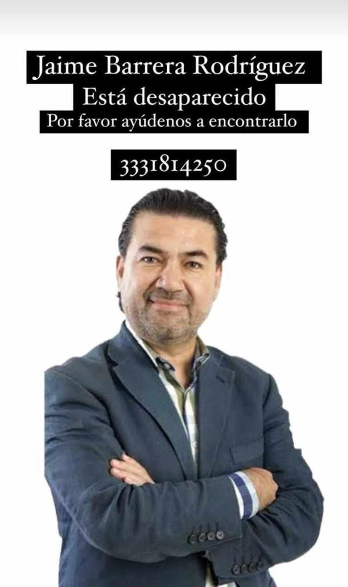 NotiClickGDL's tweet photo. Familiares de Jaime Barrera informaron que se encuentra desaparecido; Enrique Alfaro confirmó que ya comenzaron los operativos para dar con su paradero.                                              Fue visto por última vez a las 14 horas en GDL, después de su programa de radio. https://t.co/1qgQXa9sJ0