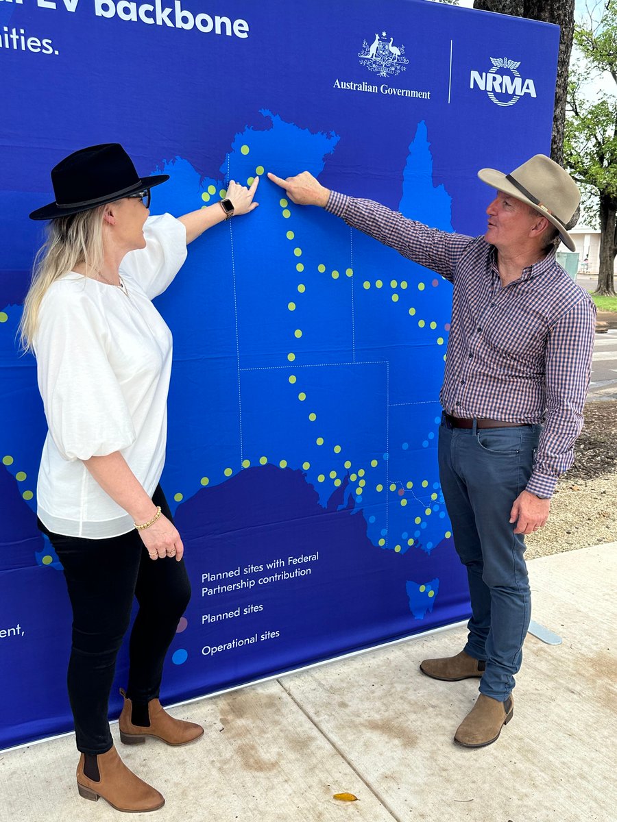 Chargers in Katherine, Tennant Creek and Alice Springs are launching this week, part of a $78.6 million partnership between the Commonwealth and NRMA to deliver a national EV fast-charging network. mynr.ma/nt-ev