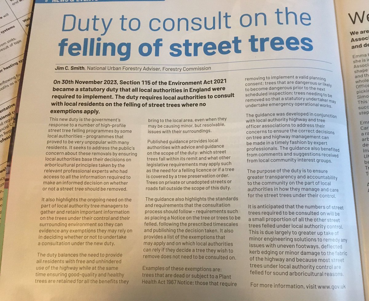 New duty to consult on felling street trees.