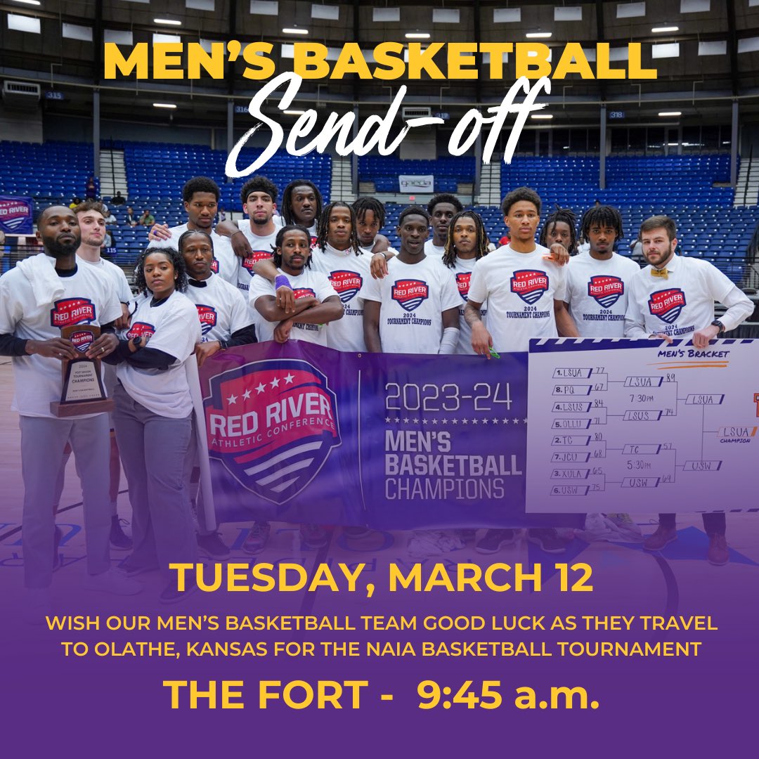 Looking forward to watching ⁦<a href="/LSUA_MBB/">LSUA MBB</a>⁩ compete at the ⁦<a href="/NAIA/">NAIA</a>⁩ basketball tournament this week.
