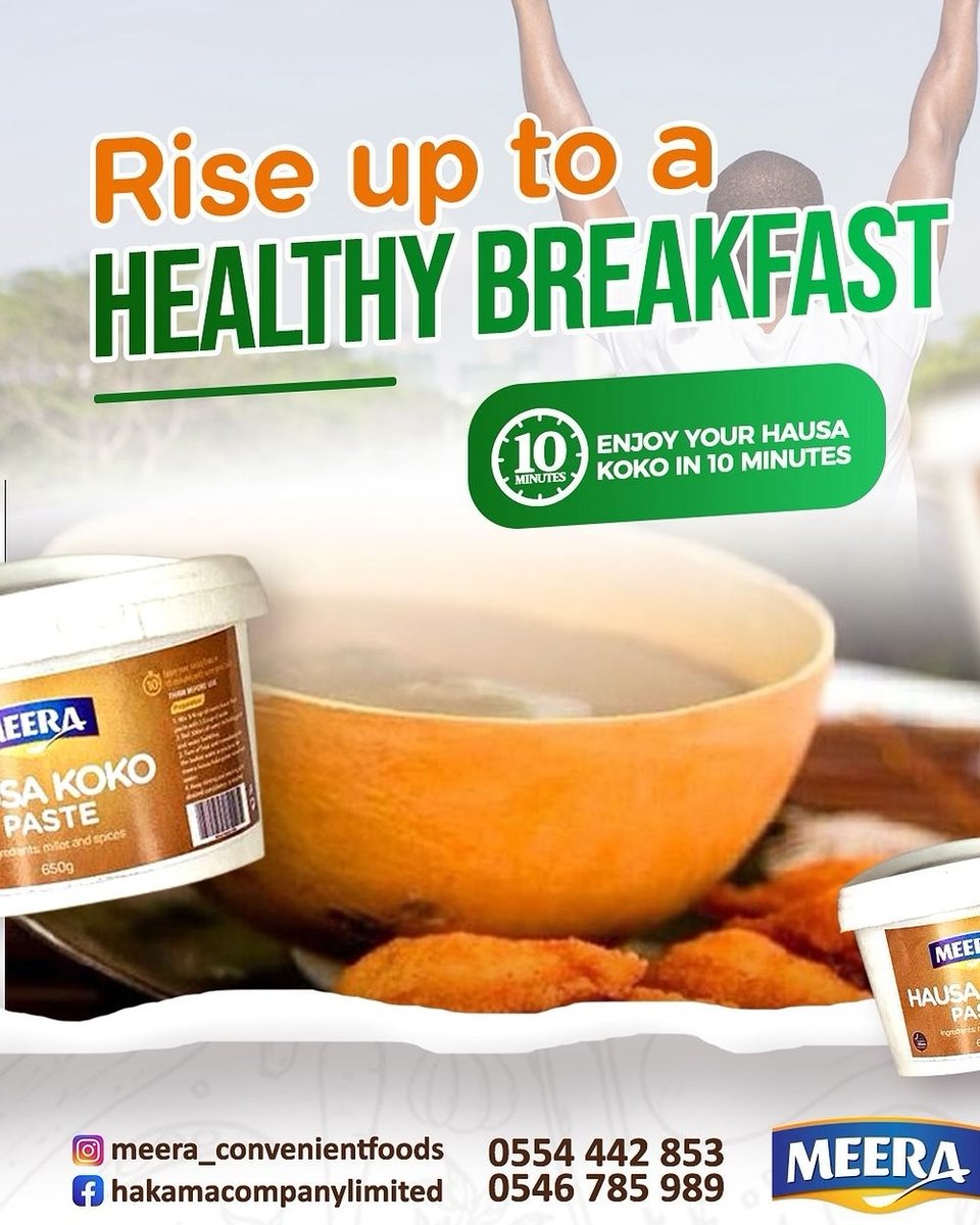 MoAgyemangNyame's tweet photo. Start your day right with Meera Hausa Koko for breakfast! 🌞 @HakamaCompany always delivers the best. #MeeraHausaKoko #BreakfastSorted 🥣🌟 https://t.co/XeDrHCM6Js