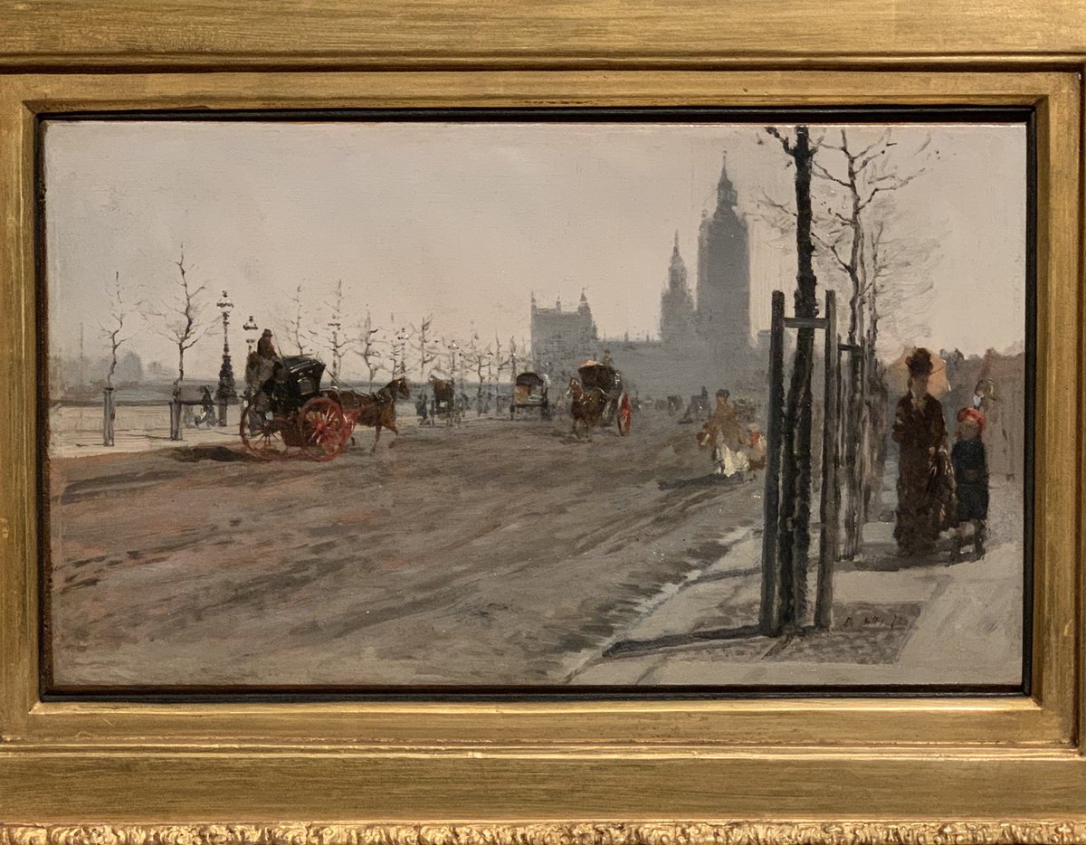 TiCLme's tweet photo. Giuseppe De Nittis painted this in 1875
Depicting the Victoria Embankment and @UKParliament, it also gives a fascinating glimpse of London’s newly planted #planetrees, tree pits, stakes and all @LTOA33 https://t.co/QpXGo34EWI