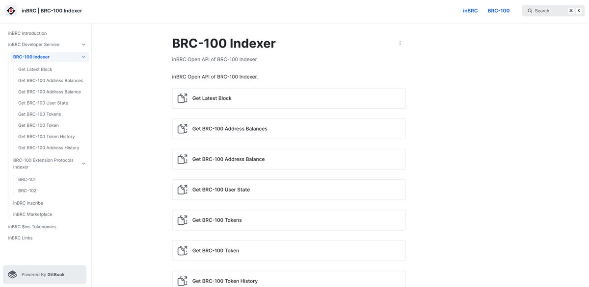 The #inBRC Open API of BRC-100 Indexer is online now, docs.inbrc.org/inbrc-develope… Developers can develop any application based on #BRC100 protocol @MikaelBTC by the Open API for #Bitcoin Layer 1 ecosystem. Send email to get a free API Key, contact@inbrc.org