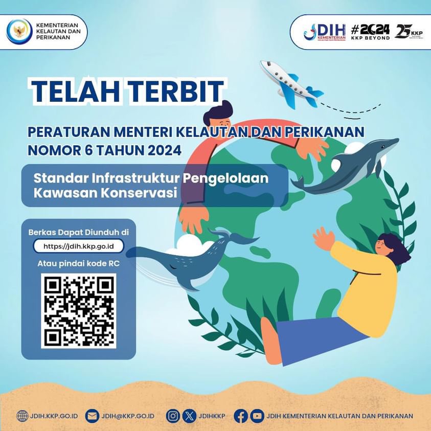 ditjenpk_kkp's tweet photo. Telah diundangkan Peraturan Menteri Kelautan dan Perikanan Nomor 6 Tahun 2024 tentang Standar Infrastruktur Pengelolaan Kawasan Konservasi pada tanggal 28 Februari 2024.

Dokumen Peraturan Menteri Kelautan dan Perikanan tersebut dapat diunduh pada laman JDIH KKP https://t.co/D62DWuSW53