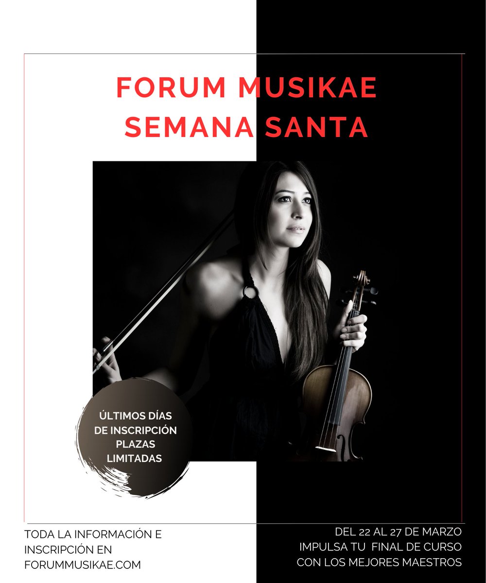 ForumMusikae's tweet photo. Dale un impulso espectacular a tu final de curso al conectarte con los maestros más destacados o prepara las pruebas de acceso al grado o máster.

Toda la información e inscripción📷
https://t.co/T6VLp7etBm
#ForumMusikae #pruebasdeacceso #finaldecurso #SemanaSanta2024 https://t.co/Oxj6vsRlXT