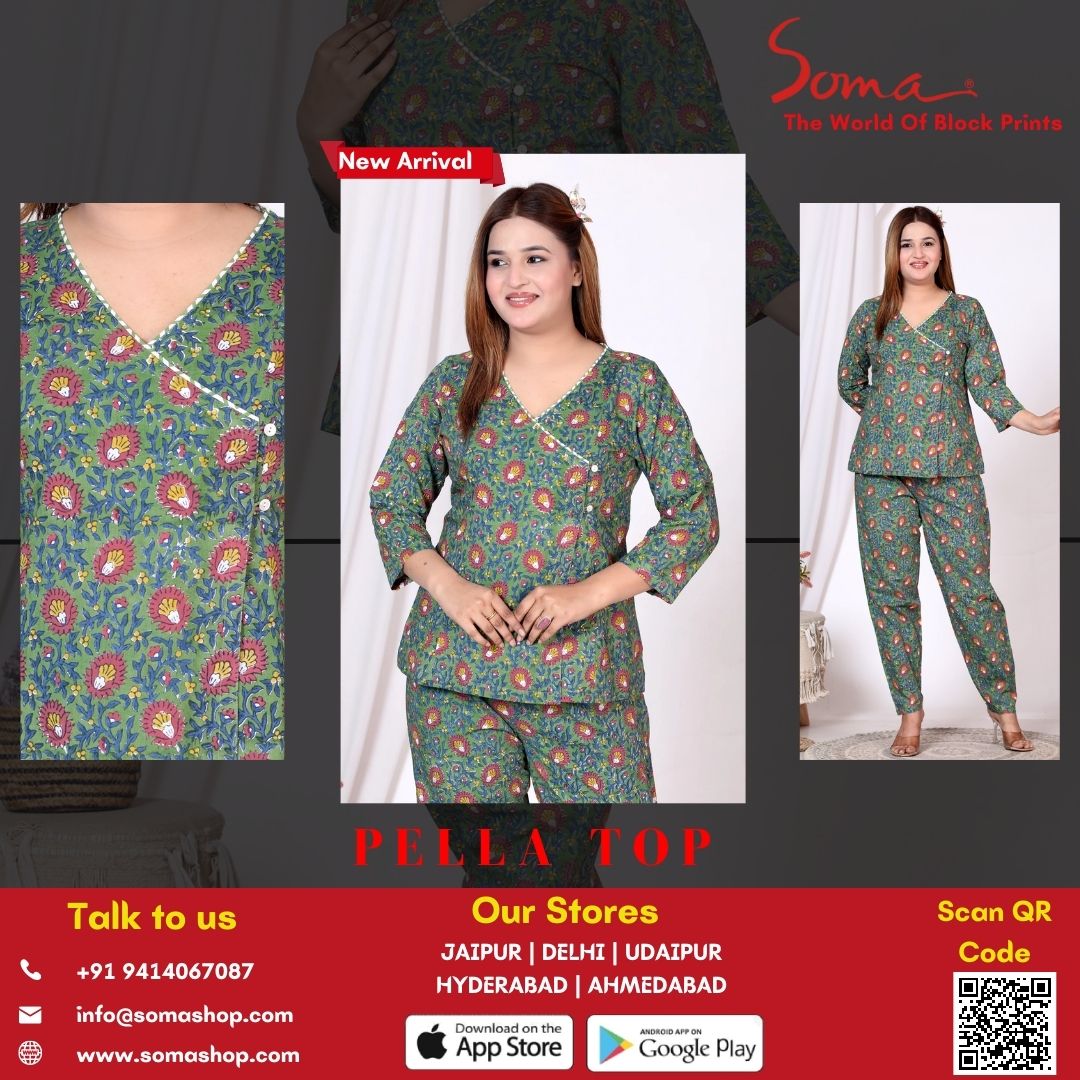 Somashop184877's tweet image. Step into timeless elegance with our Women's Pella Top from Soma Shop Block Prints. 💃 Embrace the beauty of artisan craftsmanship. #SomaShop #BlockPrints #EthicalFashion #WomensFashion #ShopNow 🛍️✨