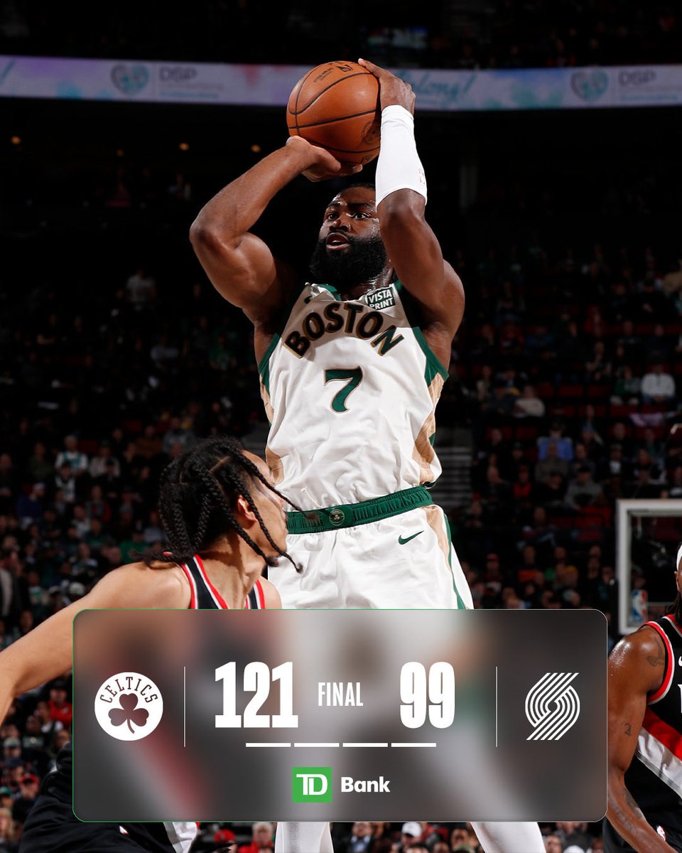 CelticsNationIt's tweet image. #CelticsTalk #RS #GAME64

#CELTICS @ #BLAZERS 121-99

✅Vittoria doveva essere e vittoria e’ stata dopo una partita condotta dall’inizio alla fine in cui i Celtics non sono mai riusciti a mettere in ghiaccio la partita soprattutto per i problemi dalla lunga distanza di quasi