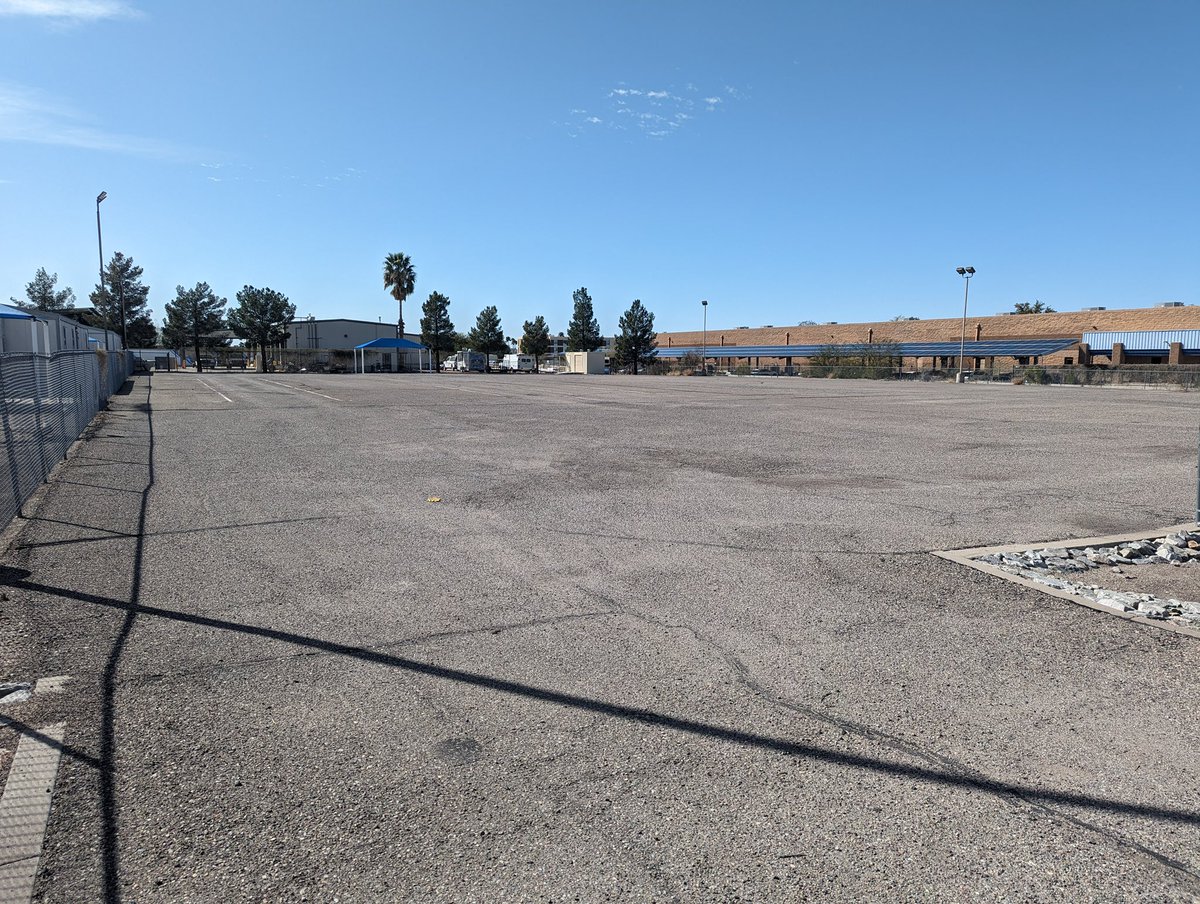 PCCTruckDriver's tweet photo. Our range has had some cracks/holes form from dragging coml vehicles around it for over a decade; we are excited to get new pavement soon! Milling/grading starts Tues. The very empty range today-all cones/vehicles removed. Looks weird, doesnβt it? #PimaCCWorkforce https://t.co/6wmvCk88QN