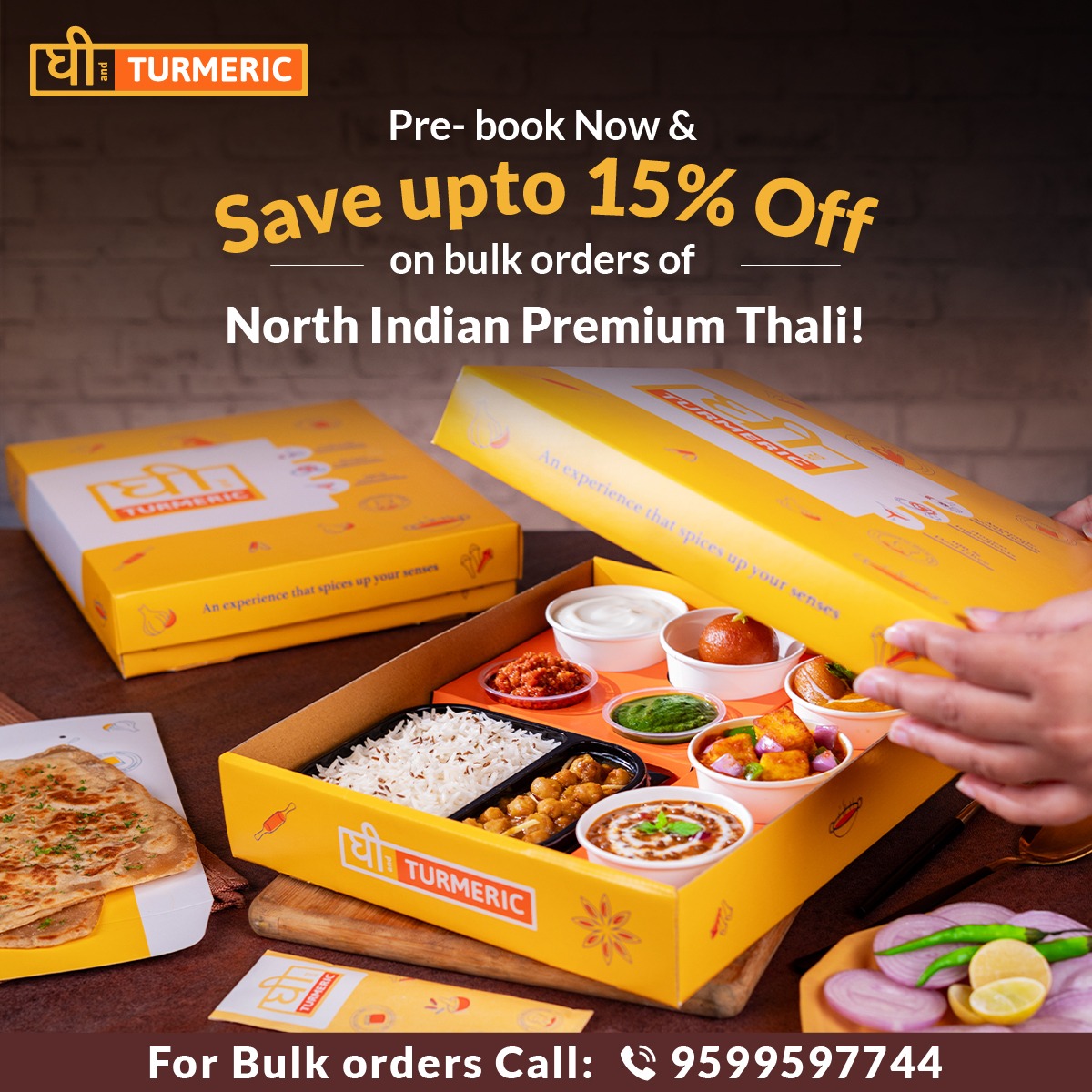 GheeTurmeric's tweet photo. Craving the ultimate North Indian feast? 
Look no further! Pre-book now and save up to 15% on our mouthwatering premium thali at GnT! Indulge in a symphony of flavors featuring rich curries, fragrant rice, crispy naan, and more. Hurry, limited time offer! Reserve your spot today. https://t.co/qM48DJbw8e