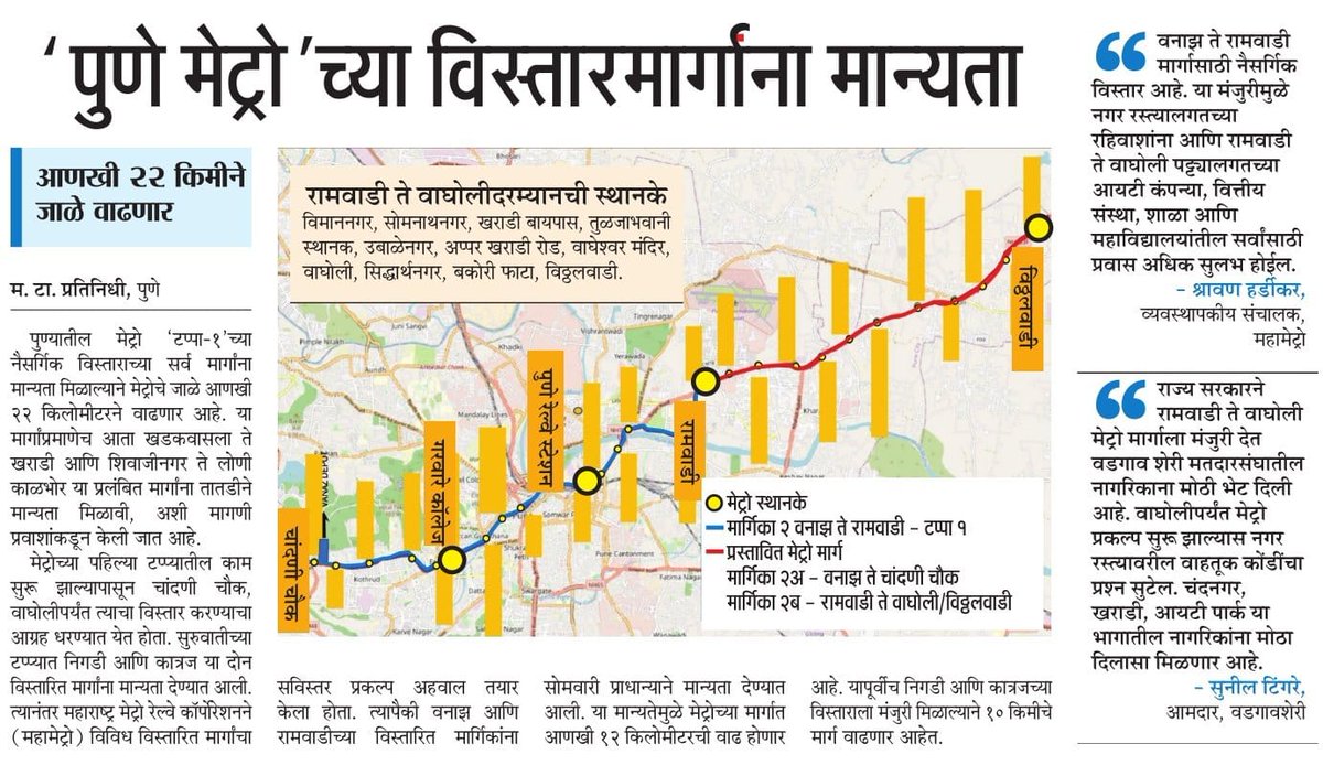 suniltingre's tweet photo. रामवाडी ते वाघोली मेट्रो मार्गीकेला राज्य शासनाची मंजुरी.
#punemetro #AjitPawar #suniltingre #mlasuniltingre #punemetrorailproject https://t.co/uJN3cDeLnr