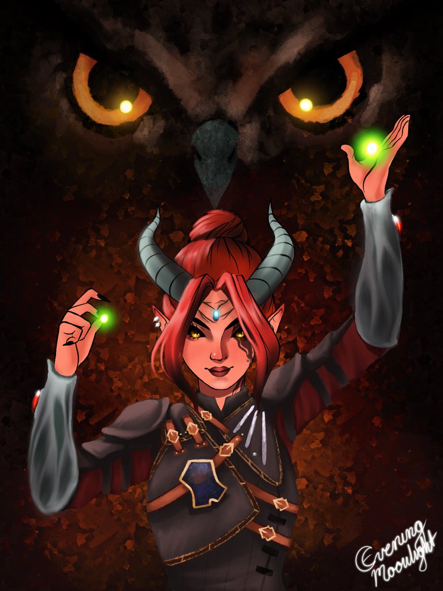 EveningMoonbeam's tweet photo. Birthday gift for my bestie! Illustration of her custom tav! #BaldursGate3fanart #BaldurGate3 #customtav #digitalart #Procreate #gaming #fanart https://t.co/hOt3qZglvu
