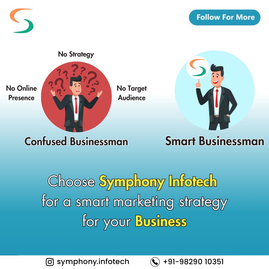 Feeling lost with no target audience or no online presence?
Contact Symphony Infotech today!
Call now: +91 9829010351

#smartmarketing #digitalstrategy #symphonyinfotech #contentstrategy #instagramexpert #socialmediastrategist #socialmediaexpert #socialmediatipsandtricks