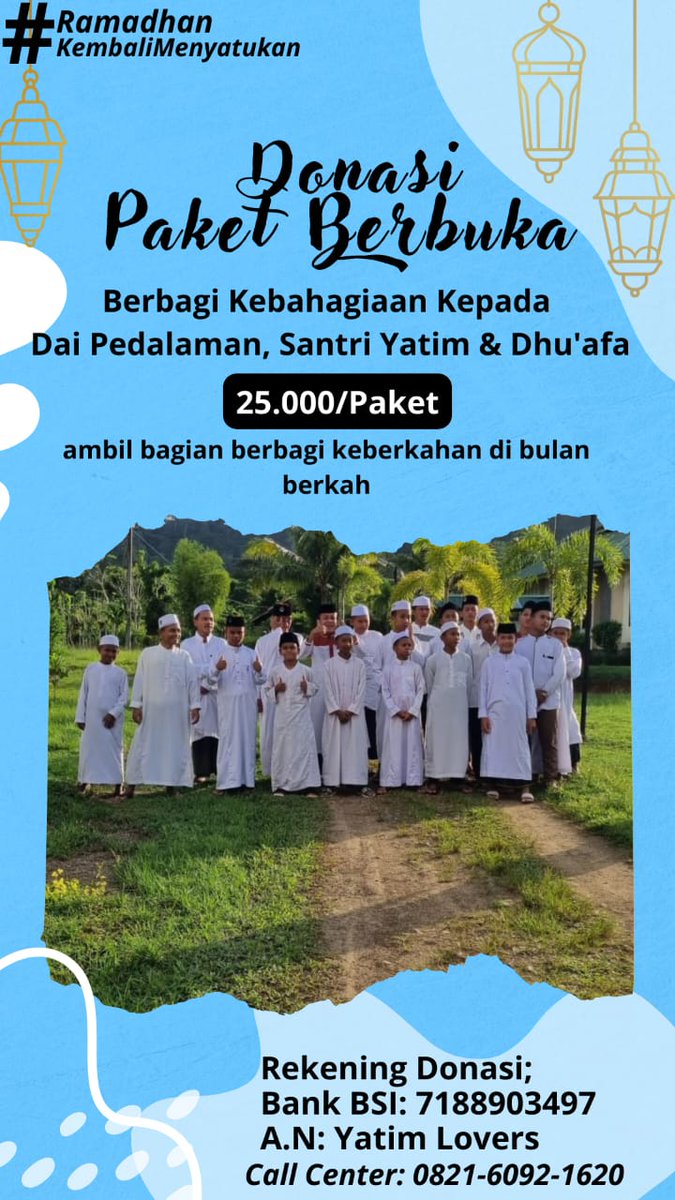 iyans67's tweet photo. Bismillah...
Temen2  Muhsinin ada yg mau ikutan berbagi kebaikan bersama santri Tahfiz yatim &amp; dhu'afa pedalaman.
-paket berbuka + mm @25.000/ paket 
- paket Sahur
@15.000/ paket https://t.co/vsqS88yvuE