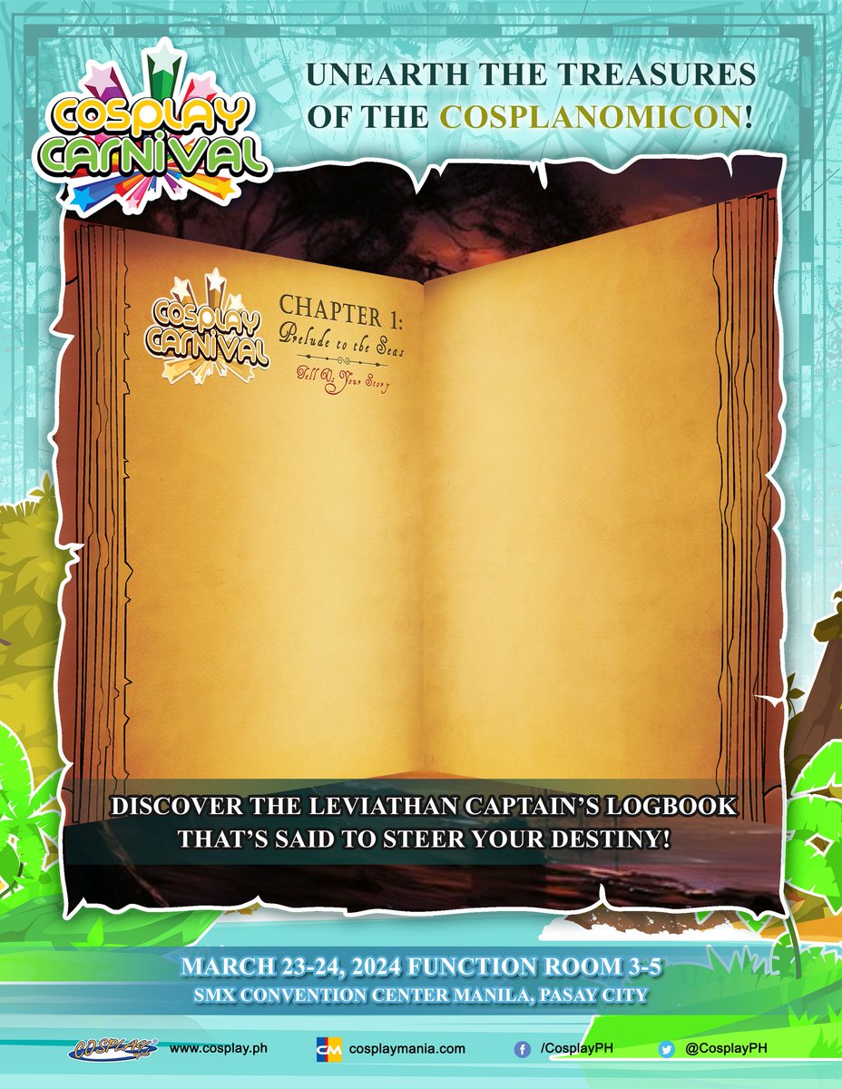 CosplayManiaPH's tweet photo. Thar she blows! The legendary tome known as the 𝑪𝒐𝒔𝒑𝒍𝒂𝒏𝒐𝒎𝒊𝒄𝒐𝒏 is rumored to be the buried treasure at 𝐂𝐨𝐬𝐩𝐥𝐚𝐲 𝐂𝐚𝐫𝐧𝐢𝐯𝐚𝐥 𝟐𝟎𝟐𝟒!

𝐓𝐢𝐜𝐤𝐞𝐭𝐬: https://t.co/Pl4vDDkDWs

#Cosplay #Cosplayph #CosplayCarnival2024 https://t.co/ehgDdwqyNV