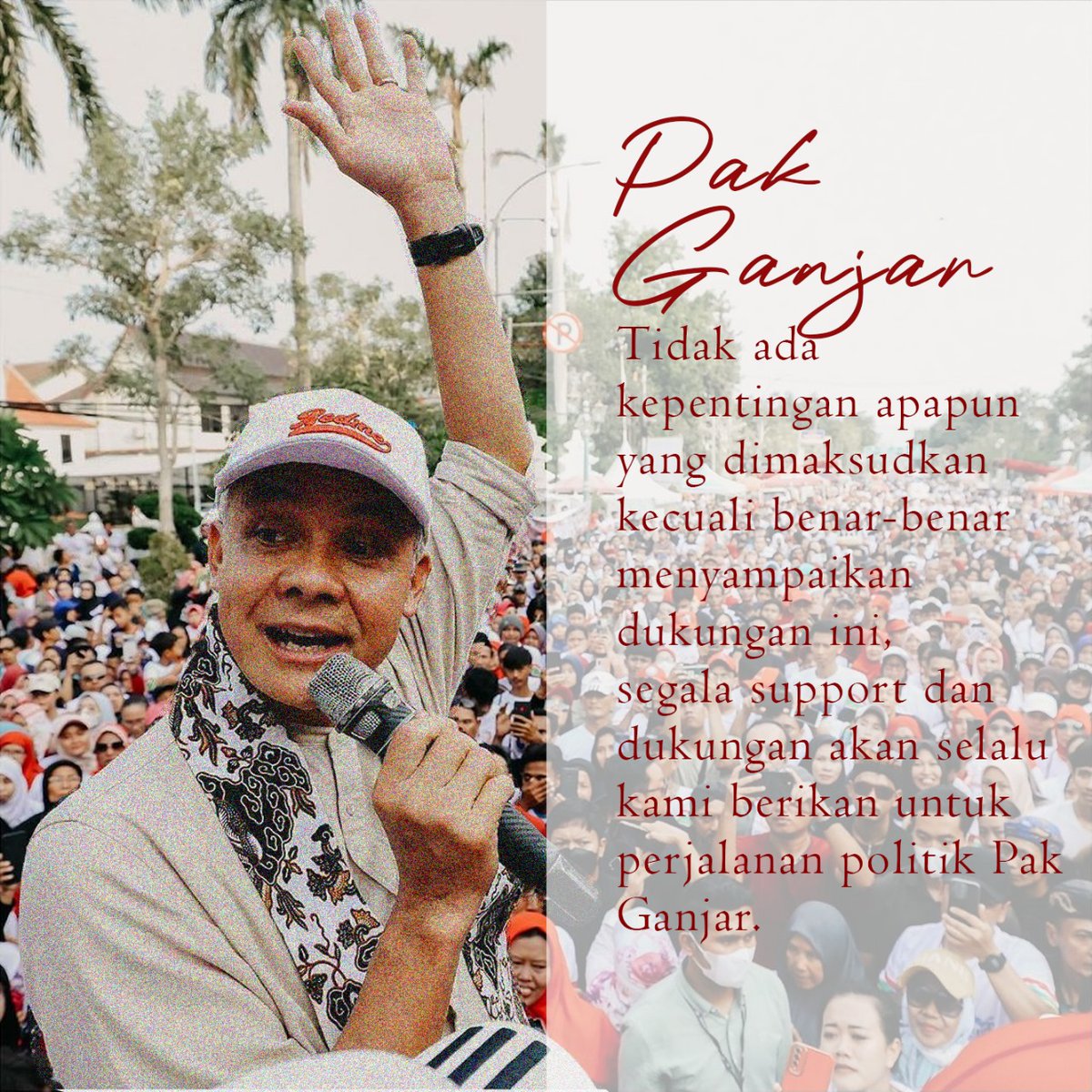 Meskipun hasilnya belum terlihat, rakyat percaya bahwa setiap langkah Ganjar Pranowomembawa kebaikan untuk a depan. Kesejahteraan berkali lipat, Indonesia Hebat ! @draaxu 
#KitaAdalahTiga
#BanggaBersamaGPMMD