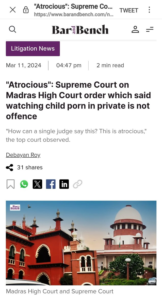 Seems courts are trying to normalise paedophilia. Hope Supreme Court takes strictest action against those who gave such a ruling. 

#savechildren #saveourkids #parentalrights #parentsBeware 
#parentalresponsibilities