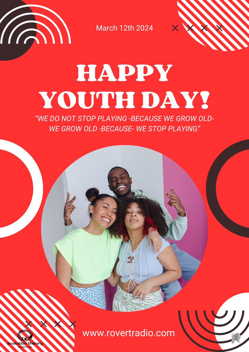 Celebrating the energy, creativity, and spirit of youth today!
Happy Youth Day to all the vibrant souls out there.
#Listenwithyourheart #Rovertradio #onlineradio #music #podcasts #Youthday