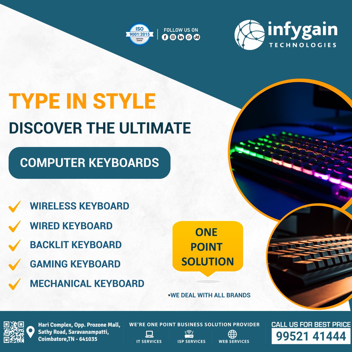 infygain's tweet image. Discover the power of keyboards! From wireless to mechanical, backlit to gaming, find your perfect match for productivity and play. #KeyboardMagic ✨🖱️🎮