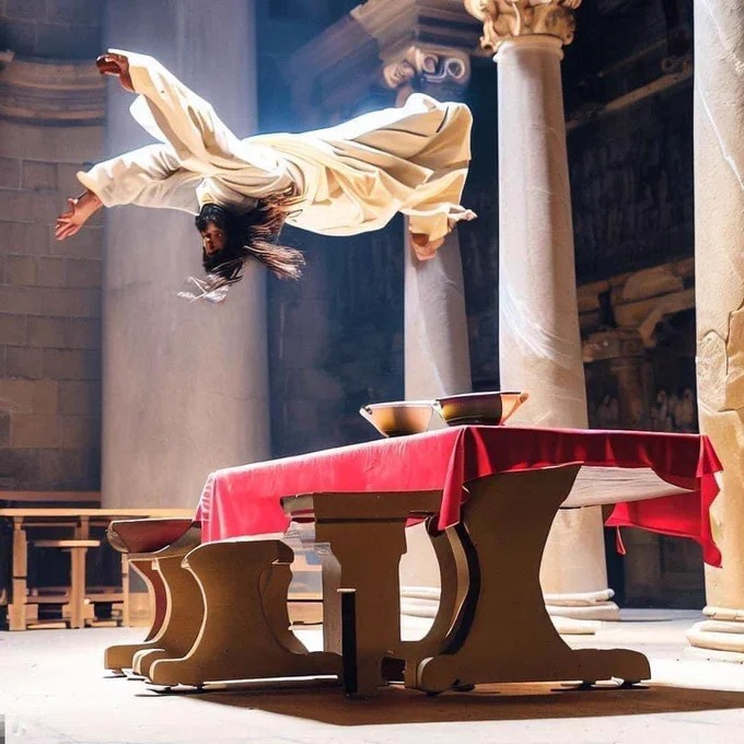 mycoolstoodley's tweet photo. Breaking news: Jesus is apologising for this poorly edited image. He's a former carpenter, not a Photoshop expert, cut him some slack. #HolyOops ๐
@RoyalFamily #CatherinePrincessOfWales https://t.co/6VpcqnUrK3