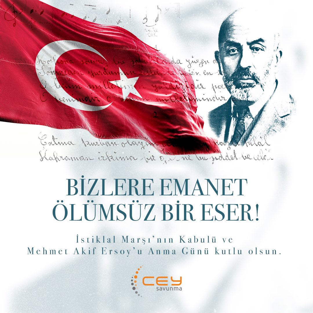 Korkma, sönmez bu şafaklarda yüzen al sancak! İstiklal Marşımızın Türkiye Büyük Millet Meclisi tarafından kabul edilişinin 103. yıl dönümünde millî şairimiz #MehmetAkifErsoy’u rahmetle ve saygıyla anıyoruz.
