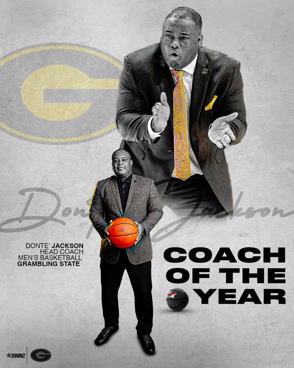 𝟐𝟎𝟐𝟒 #𝐒𝐖𝐀𝐂𝐌𝐁𝐁 𝐂𝐨𝐚𝐜𝐡 𝐨𝐟 𝐭𝐡𝐞 𝐘𝐞𝐚𝐫 Head Coach Donte’ Jackson is the 2024 SWAC Men’s Basketball Coach of the Year! #SWACMBB | #BuildingChampionsForLife
